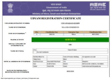 udyam registration sample certificate
